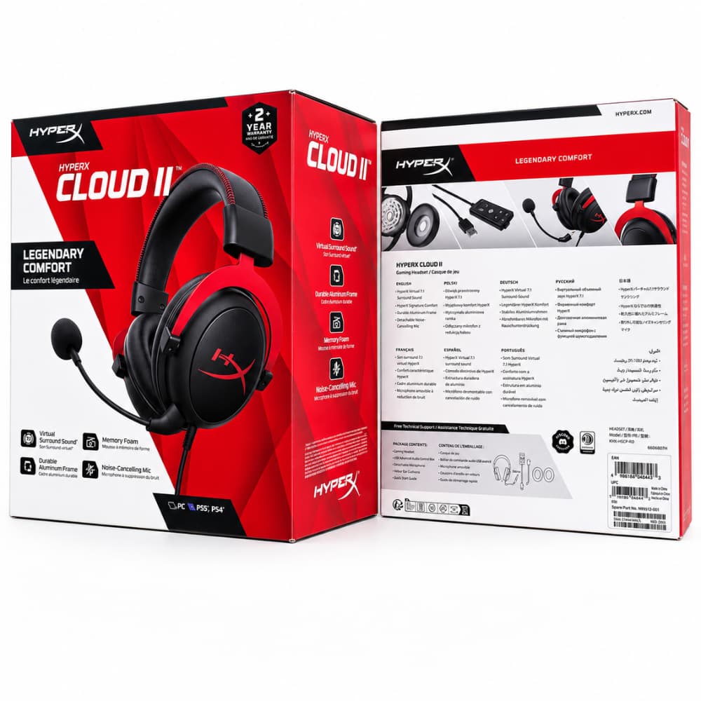 سماعة الألعاب هايبر إكس كلود 2 المحيطية - HyperX Cloud II Gaming Headset (أحمر/أسود) - الصورة 2