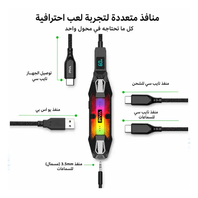 PIVA X41 External Gaming Soundcard | كرت صوت 4 في 1 مع شحن PD60W - الصورة 3