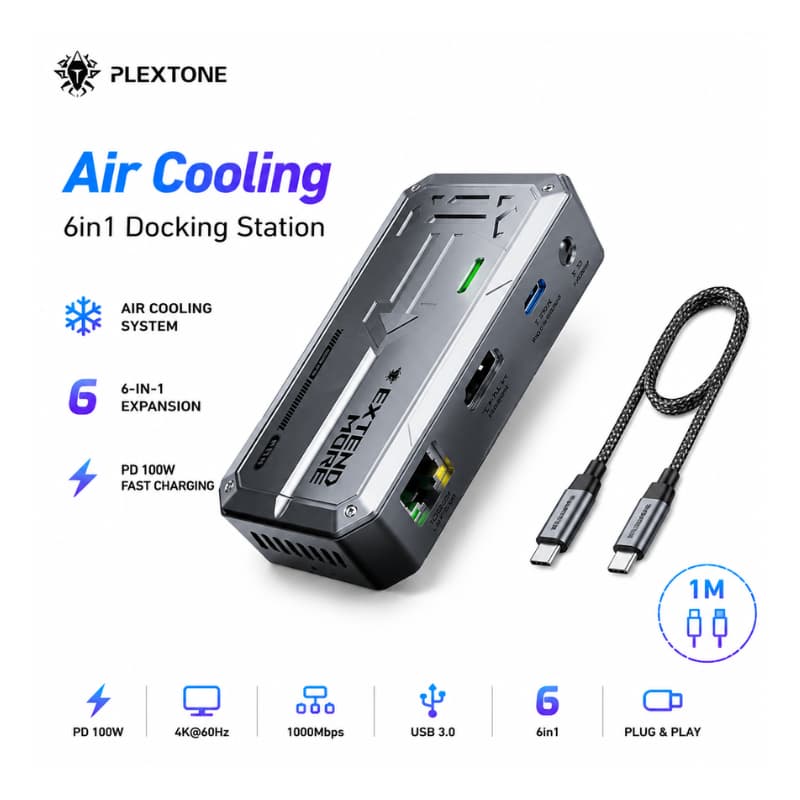 plextone-gs1-6in1 محطة التوصيل الجبارة 6 في 1 للمحترفين | 4K@60Hz و PD 100W - الصورة 5