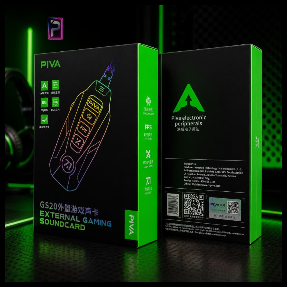 كرت صوت بيفا PIVA GS20 جيمنج احترافي | صوت محيطي 7.1 وشحن سريع 60W | Pro Store - الصورة 4